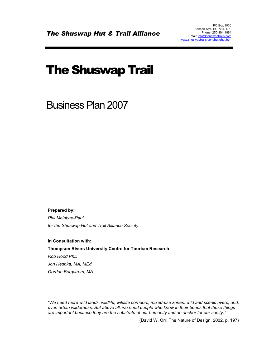 2007 Shuswap Trails Strategy