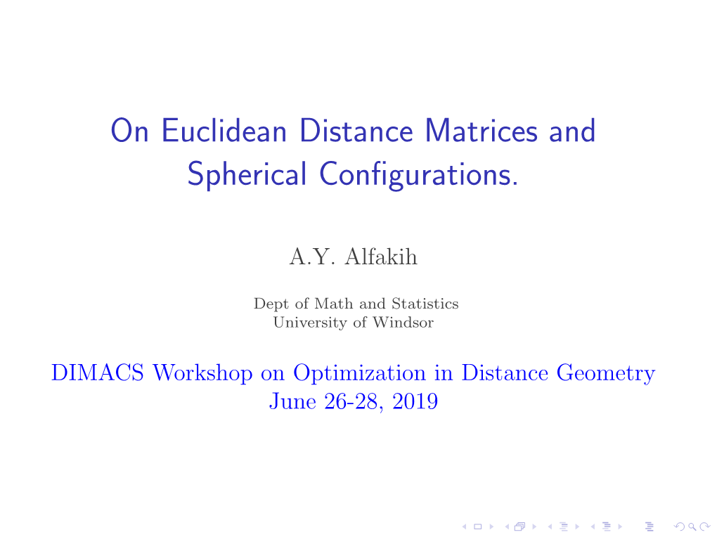 On Euclidean Distance Matrices and Spherical Configurations