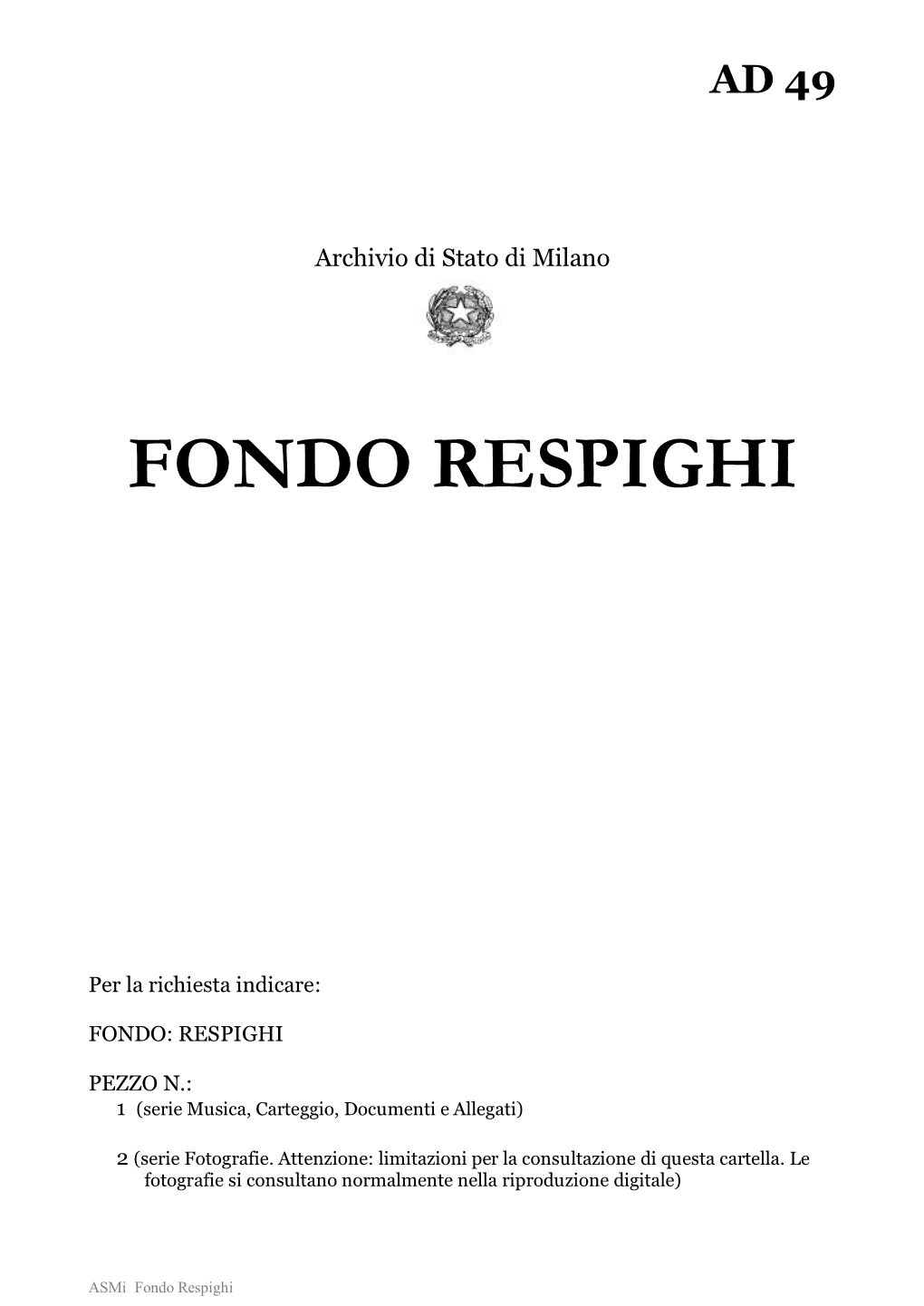 Il Fondo Respighi