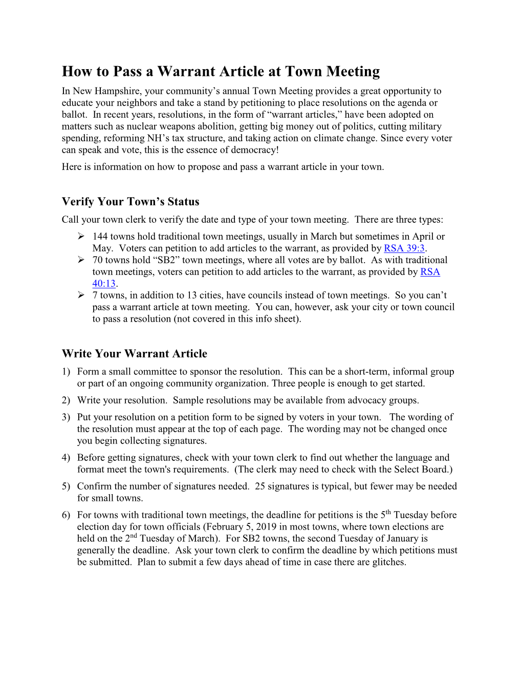 How to Pass a Warrant Article at Town Meeting