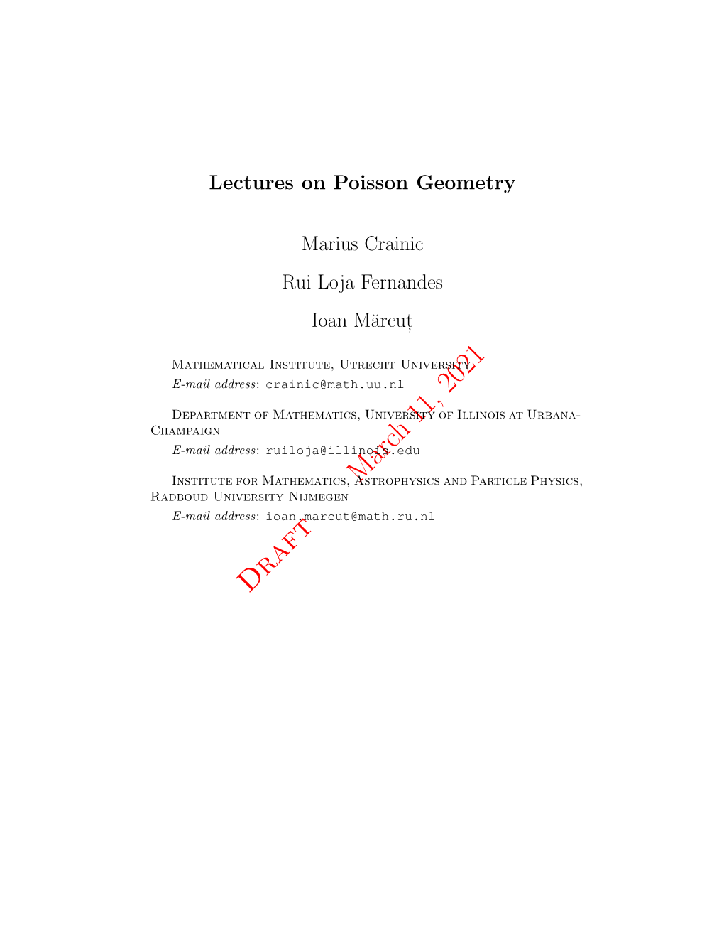 Lectures on Poisson Geometry