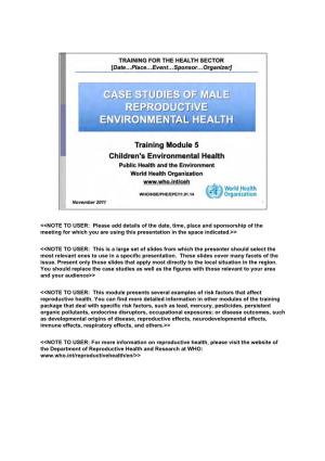 Male Reproductive Health and Environment Case Studies Final Rev