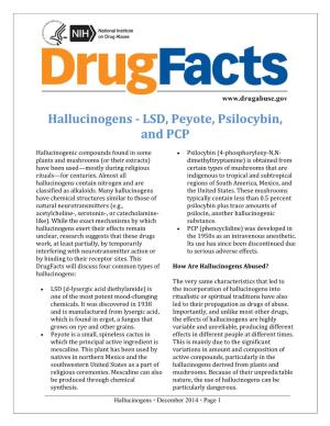 Hallucinogens - LSD, Peyote, Psilocybin, and PCP