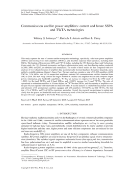 Communication Satellite Power Amplifiers: Current