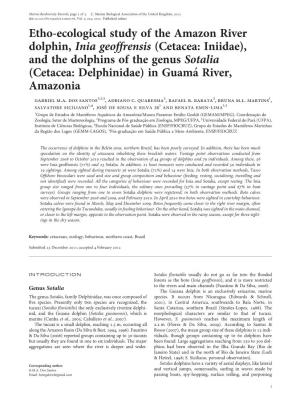 Etho-Ecological Study of the Amazon River Dolphin, Inia