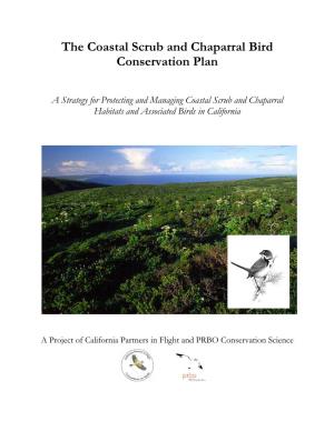 The Coastal Scrub and Chaparral Bird Conservation Plan