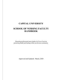 Capital University School of Nursing Faculty Handbook
