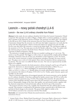 Leoncin – Nowy Polski Chondryt LL4-6