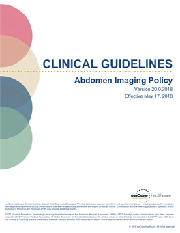 Abdomen Imaging Guidelines Effective 05/22/2017