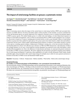 The Impact of Wind Energy Facilities on Grouse: a Systematic Review