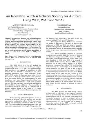 An Innovative Wireless Network Security for Air Force Using WEP, WAP and WPA2