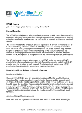 KCNQ1 Gene Potassium Voltage-Gated Channel Subfamily Q Member 1