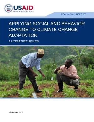 Applying Social and Behavior Change to Climate Change Adaptation a Literature Review