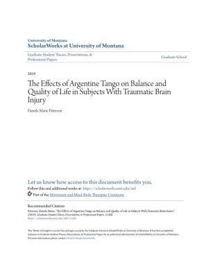 The Effects of Argentine Tango on Balance and Quality of Life in Subjects with Traumatic Brain Injury" (2019)