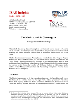 The Maoist Attack in Chhattisgarh