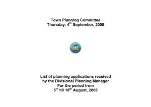 Town Planning Committee Thursday, 4Th September, 2008