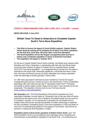 British Team to Head to Antarctica to Complete Captain Scott's Terra