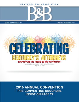 2016 ANNUAL CONVENTION PRE-CONVENTION BROCHURE INSIDE on PAGE 22 NIA Benchbar Coverage40 V2.Pdf 1 10/18/15 1:27 PM
