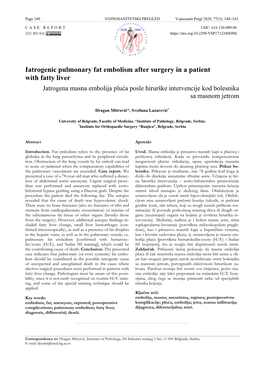 Iatrogenic Pulmonary Fat Embolism After Surgery in a Patient with Fatty Liver