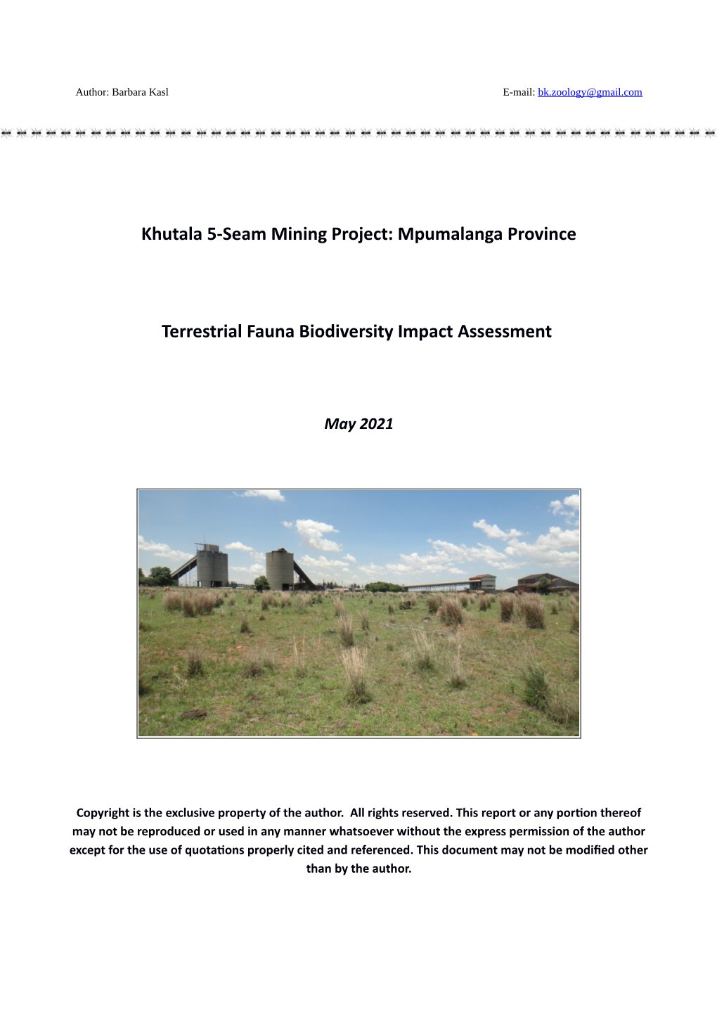 Khutala 5-Seam Mining Project: Mpumalanga Province Terrestrial