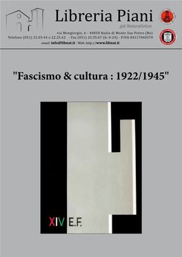 Catalogo Fascismo & Cultura Librerialibreria Piani Piani Tel