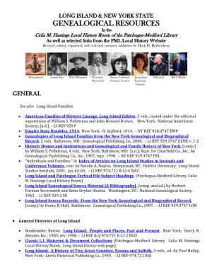 GENEALOGICAL RESOURCES in the Celia M