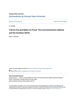 The Commencement Address and the Southern Writer