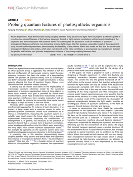 Probing Quantum Features of Photosynthetic Organisms