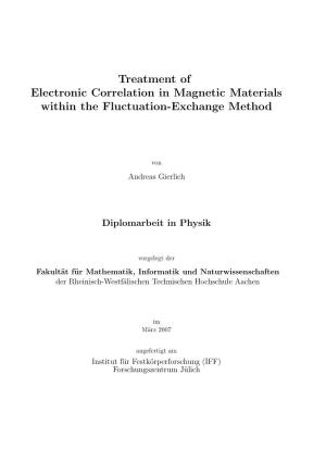Treatment of Electronic Correlation in Magnetic Materials Within the Fluctuation-Exchange Method