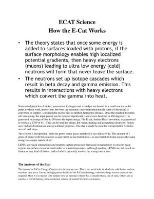 ECAT Science How the E-Cat Works