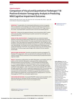 Comparison of Visual and Quantitative Florbetapir F 18 Positron Emission Tomography Analysis in Predicting Mild Cognitive Impairment Outcomes