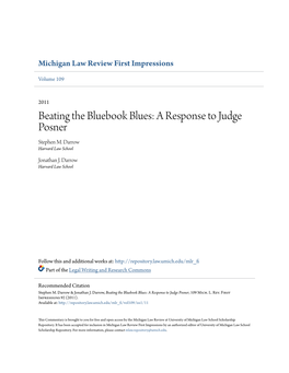 Beating the Bluebook Blues: a Response to Judge Posner Stephen M