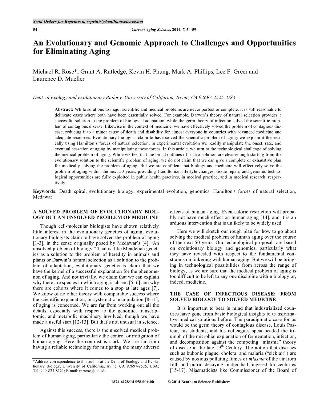 Current Aging Science 2014.Pdf