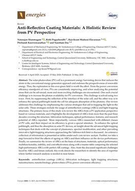 Anti-Reflective Coating Materials: a Holistic Review from PV Perspective