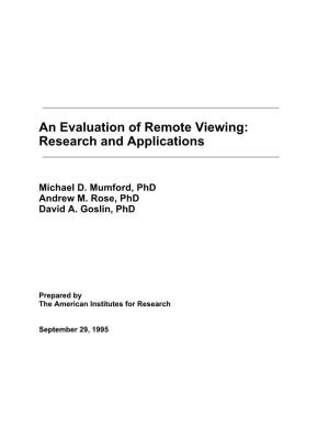 An Evaluation of Remote Viewing: Research and Applications