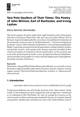 The Poetry of John Wilmot, Earl of Rochester, and Irving Layton