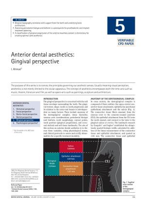 Anterior Dental Aesthetics: Gingival Perspective