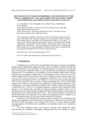 The Influence of Sodium Hydroxide Concentration on the Phase, Morphology and Agglomeration of Cobalt Oxide Nanoparticles and Application As Fenton Catalyst