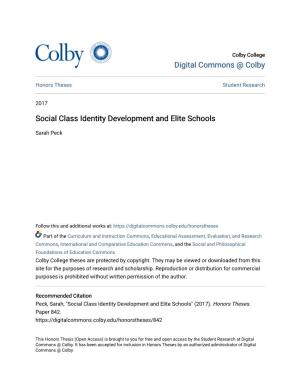 Social Class Identity Development and Elite Schools
