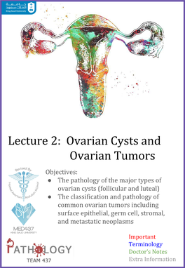 Lecture 2: Ovarian Cysts and Ovarian Tumors