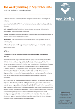 The Weekly Briefing | 1 September 2014 Political and Security Risk Updates