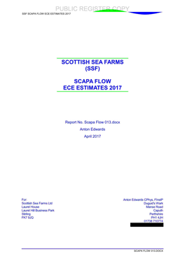 Scottish Sea Farms Ssf) Scapa Flow Ece Estimates 2017