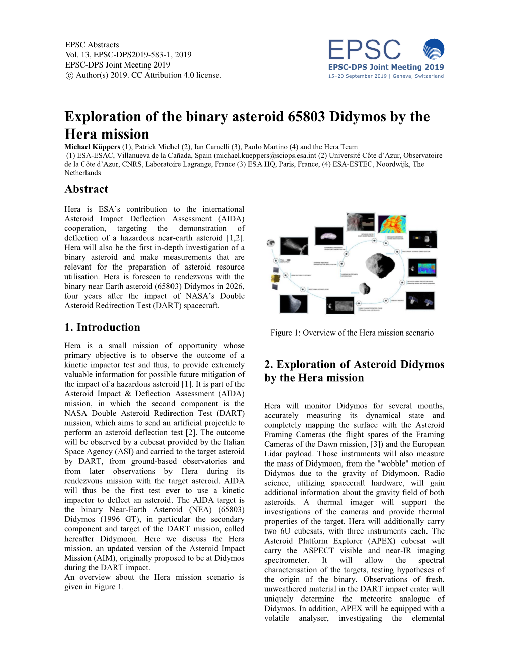 Exploration of the Binary Asteroid 65803 Didymos by the Hera Mission