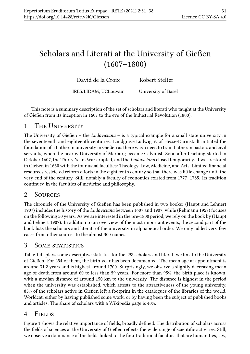Scholars and Literati at the University of Gießen (1607–1800)