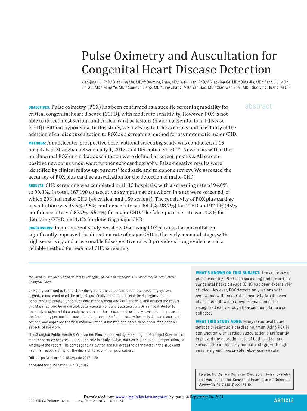 Pulse Oximetry and Auscultation for Congenital Heart Disease Detection