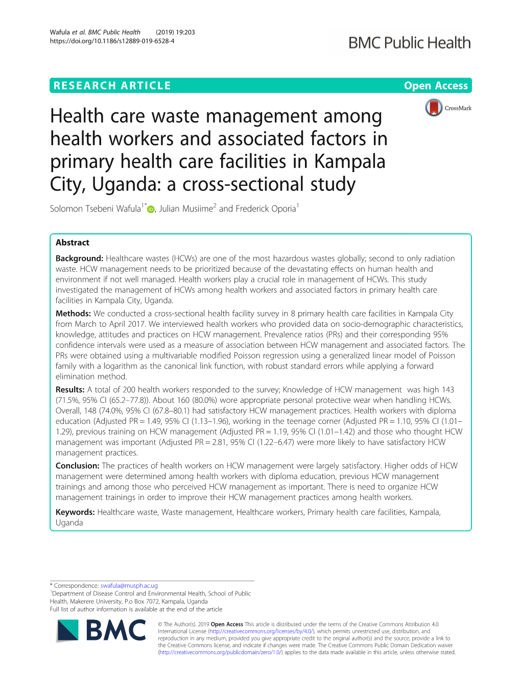 Health Care Waste Management Among Health Workers And