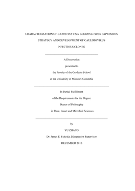 Characterization of Grapevine Vein Clearing Virus Expression