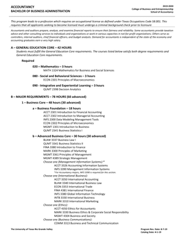 ACCOUNTANCY 2019-2020 College of Business and Entrepreneurship BACHELOR of BUSINESS ADMINISTRATION School of Accountancy