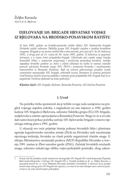 Djelovanje 105. Brigade Hrvatske Vojske Iz Bjelovara Na Brodsko-Posavskom Ratištu