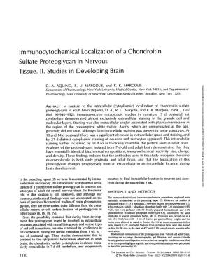 Immunocytochemical Localization of a Chondroitin Sulfate Proteoglycan in Nervous Tissue